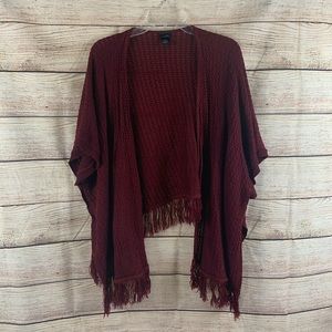 Rue21 Burgundy Red Light Weight Fringe Cardigan